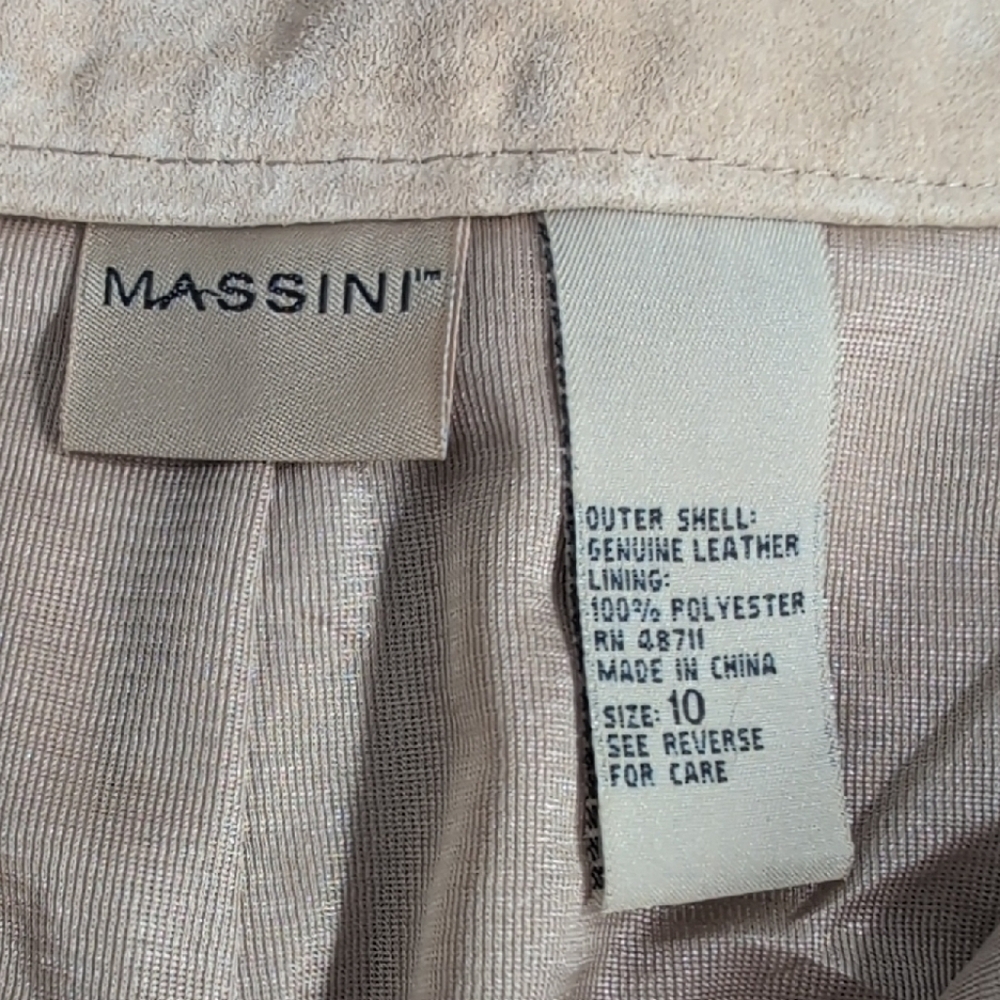 Massini Women's Tan Genuine Suede Leather Pants Size 10 - Picture 13 of 14